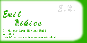 emil mikics business card